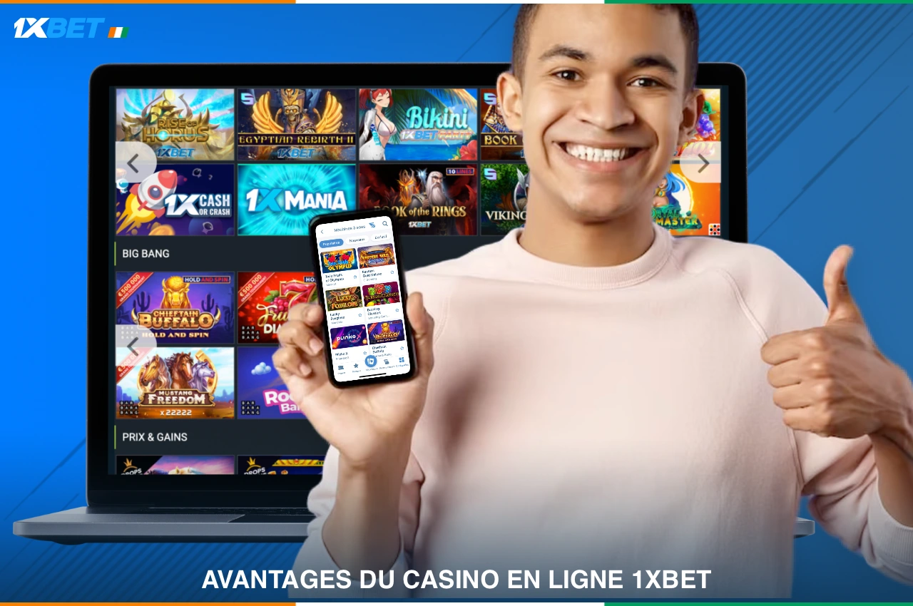 Le casino en ligne 1xBet en Côte d'Ivoire présente de nombreux avantages, notamment un vaste catalogue de jeux, des machines sous licence et bien plus encore
