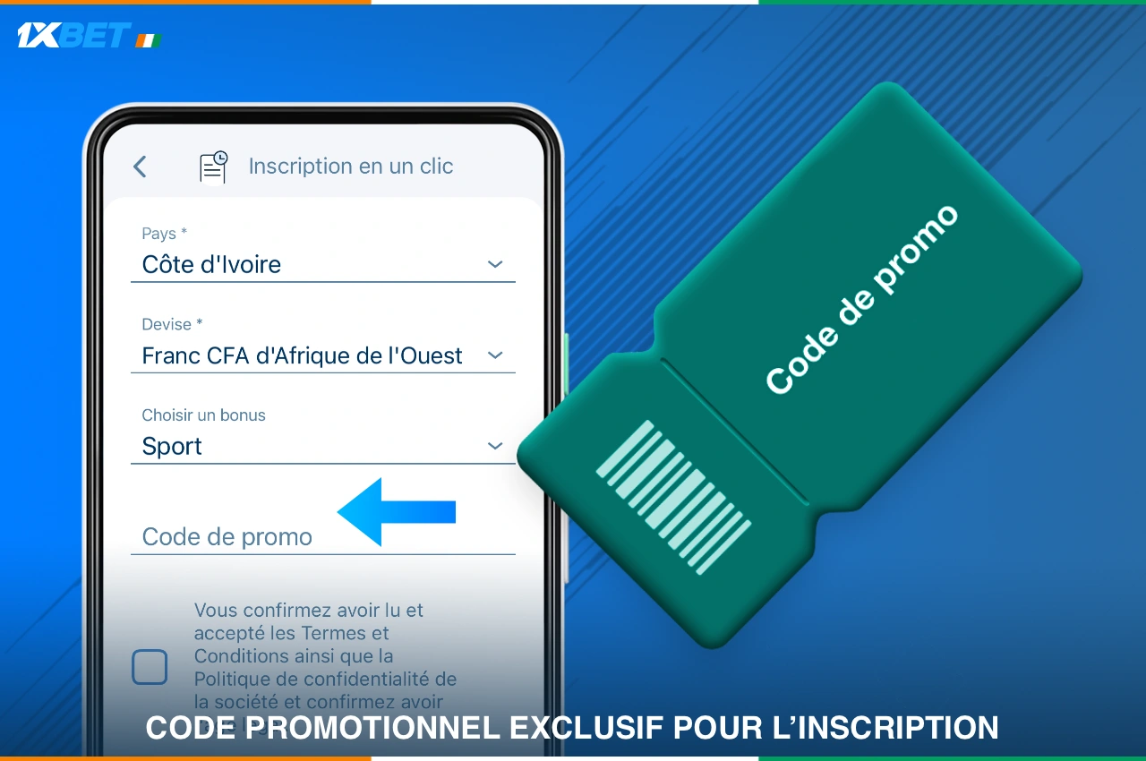 Le code promo 1xBet pour les utilisateurs de Côte d'Ivoire vous permet d'obtenir un bonus d'inscription supplémentaire