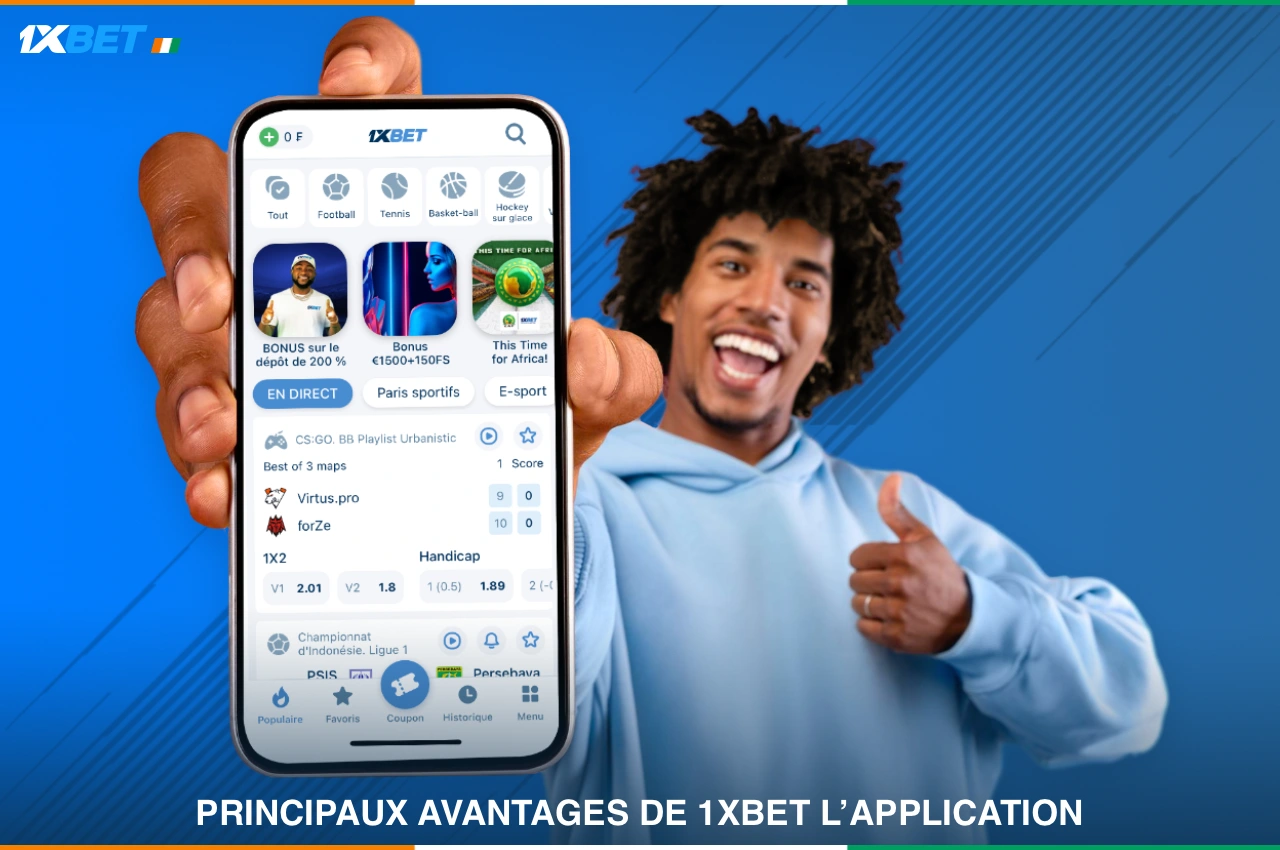 L'application mobile de 1xBet pour les paris sportifs et les casinos offre de nombreux avantages que les utilisateurs ivoiriens apprécient