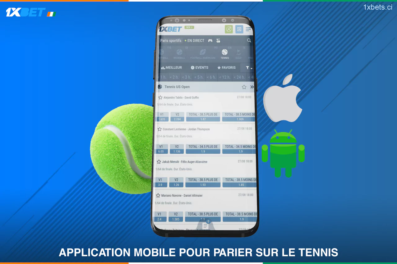 Les joueurs ivoiriens peuvent parier sur le tennis sur l'application 1xBet