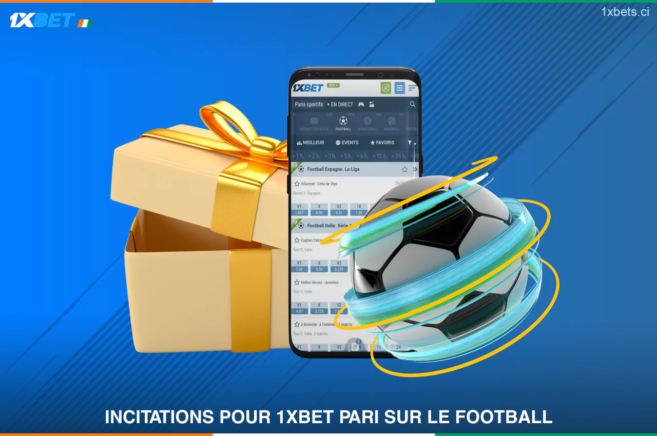 Les joueurs ivoiriens peuvent profiter d'un certain nombre de bonus pour les paris sur le football chez 1xBet