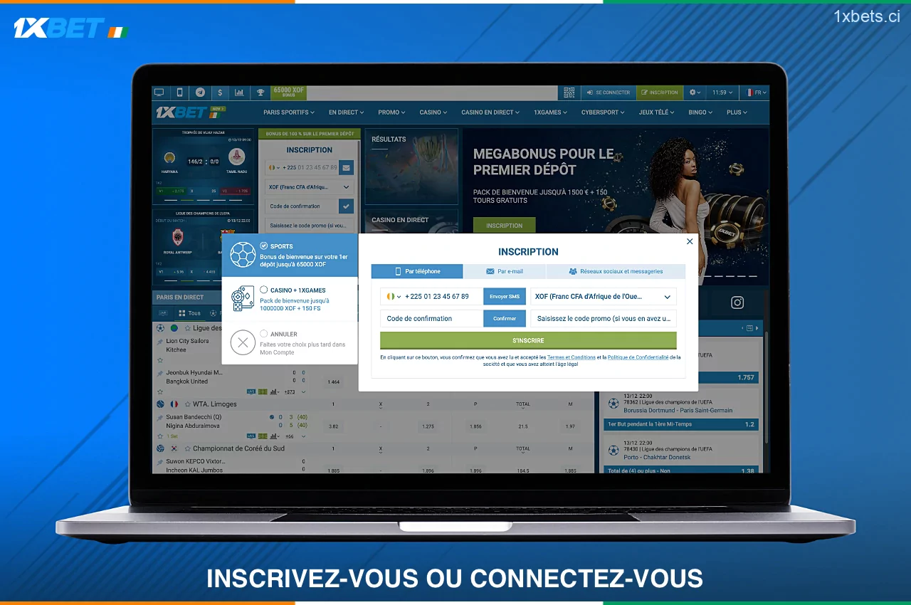 Pour commencer à parier chez 1xbet, vous devez vous connecter à votre compte ou vous inscrire