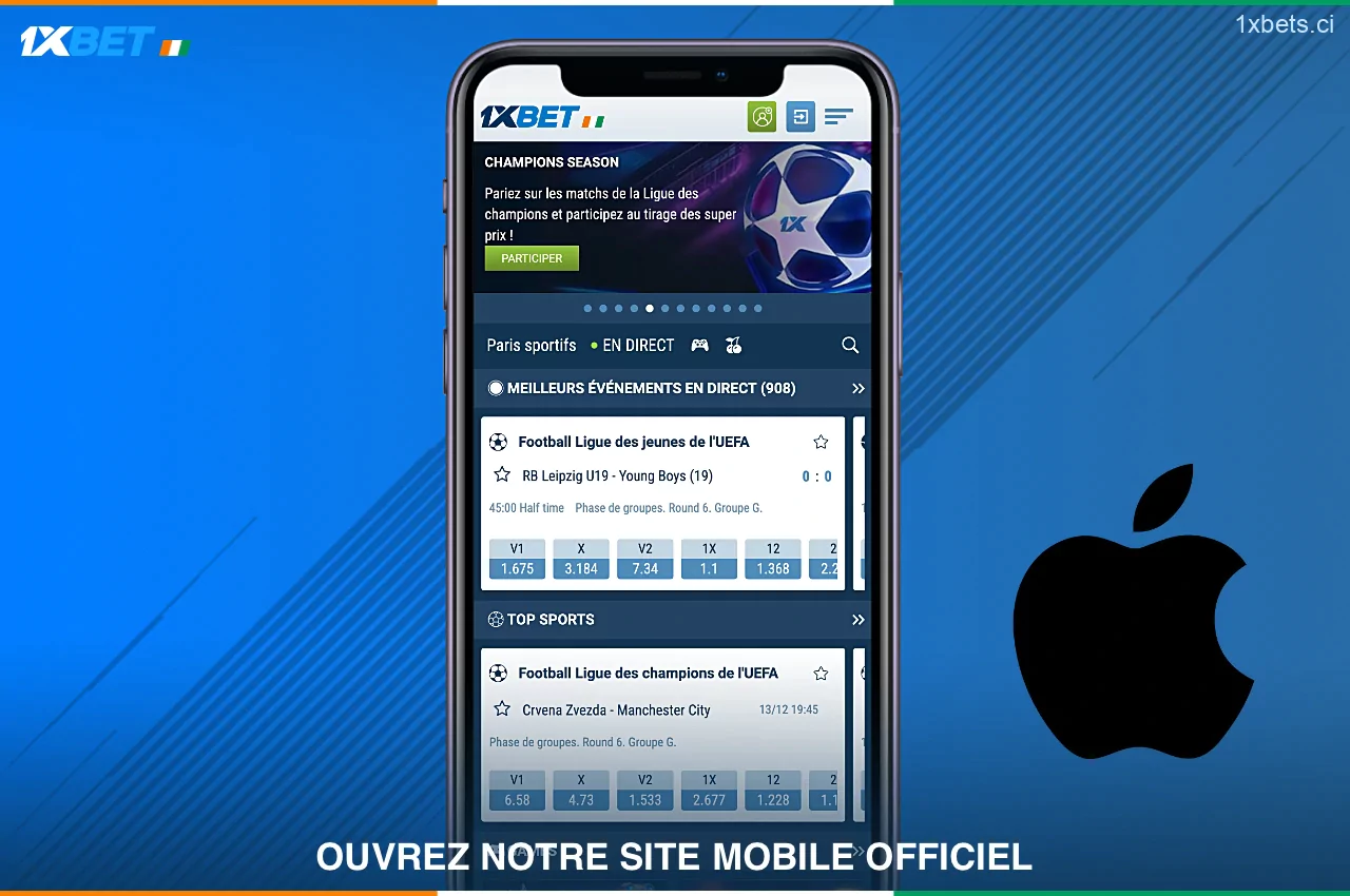 Pour télécharger l'application 1xBet pour iOS, vous devez vous rendre sur le site officiel de la plateforme