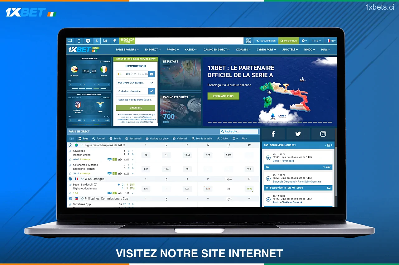 Pour vous connecter à votre compte 1xbet, vous devez vous rendre sur le site officiel