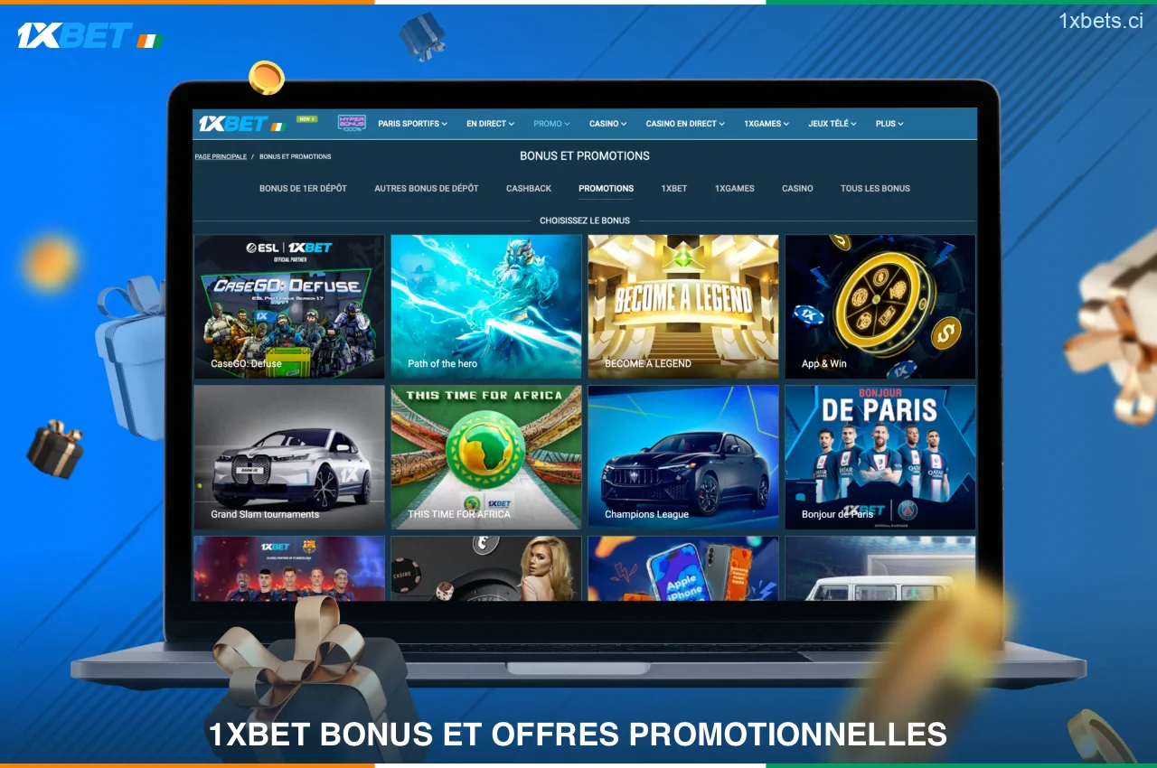 Pour des gains supplémentaires chez 1xBet, il est conseillé aux utilisateurs de Côte d'Ivoire de participer aux promotions et aux bonus