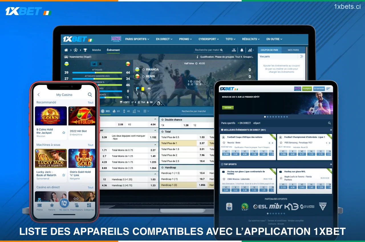 Presque tous les appareils modernes sont compatibles avec l'application 1xBet